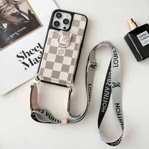 Lou Black & White Crossbody Card Bag iPhone Case - Bestocase