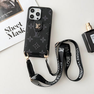 Lou Black & White Crossbody Card Bag iPhone Case - Bestocase
