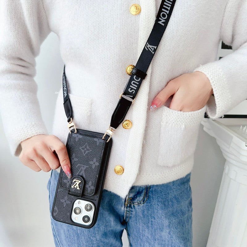 Lou Black & White Crossbody Card Bag iPhone Case - Bestocase