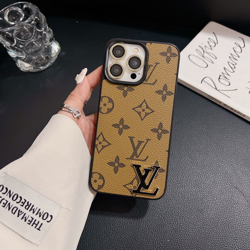 Lou Black Logo Leather iPhone Case - Bestocase