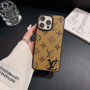 Lou Black Logo Leather iPhone Case - Bestocase