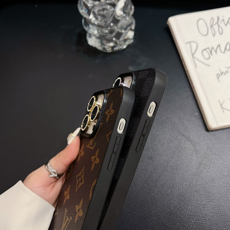 Lou Black Logo Leather iPhone Case - Bestocase
