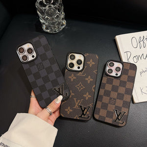 Lou Black Logo Leather iPhone Case - Bestocase