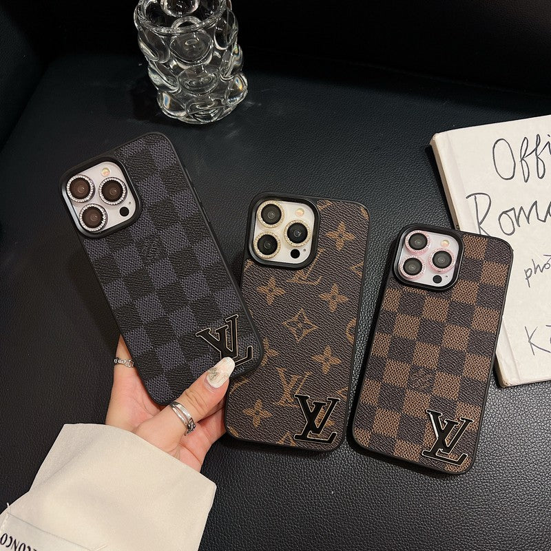 Lou Black Logo Leather iPhone Case - Bestocase