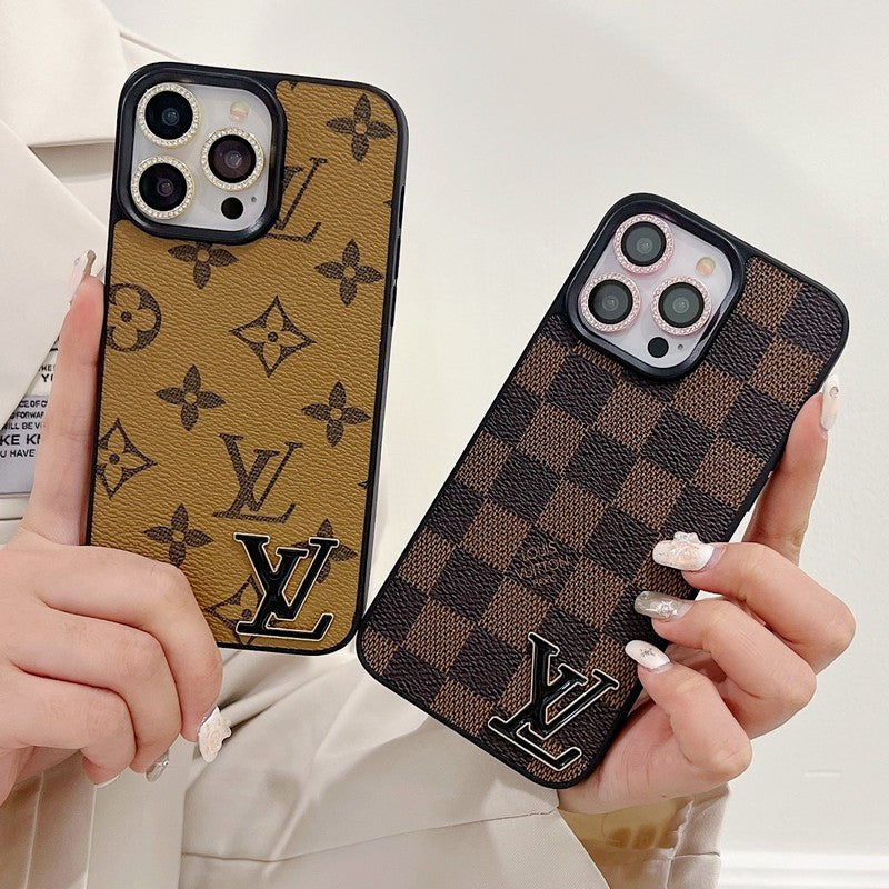 Lou Black Logo Leather iPhone Case - Bestocase