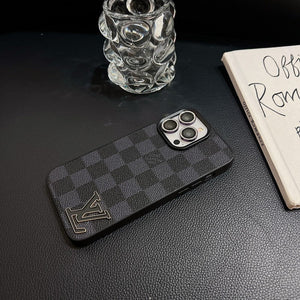 Lou Black Logo Leather iPhone Case - Bestocase