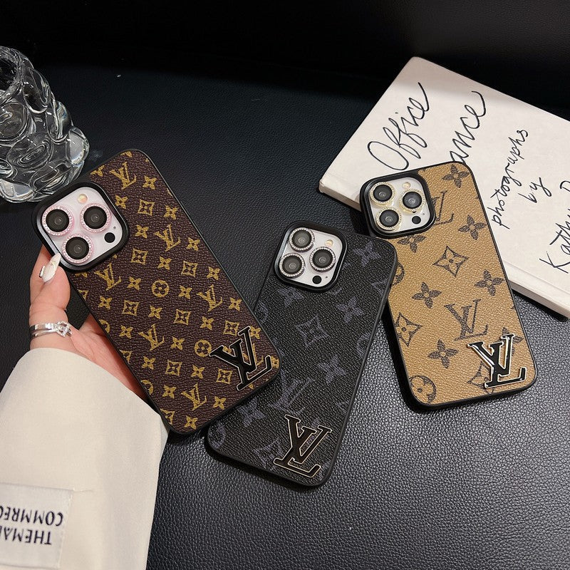 Lou Black Logo Leather iPhone Case - Bestocase