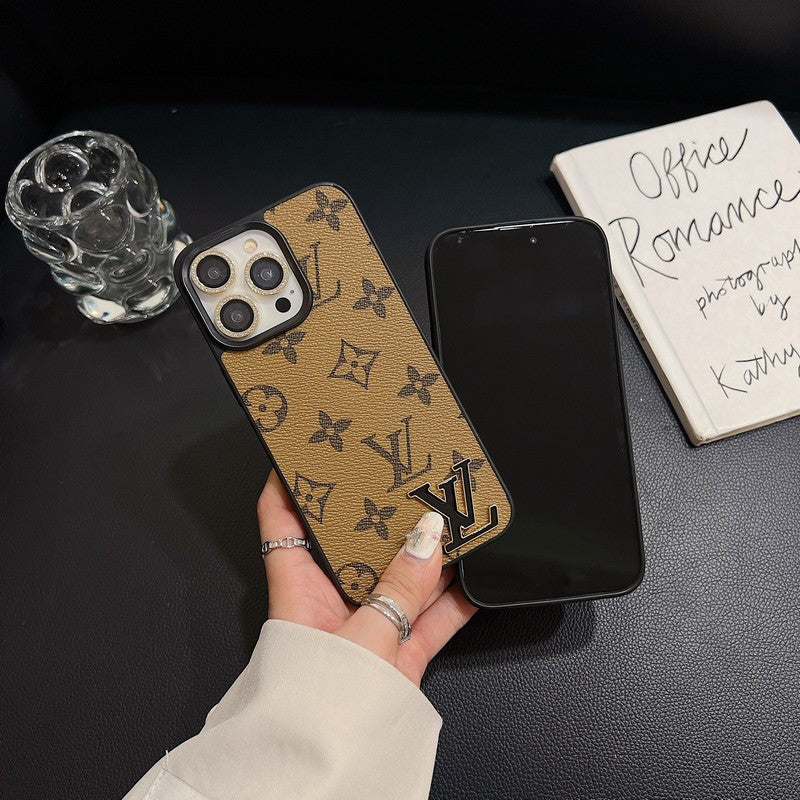 Lou Black Logo Leather iPhone Case - Bestocase