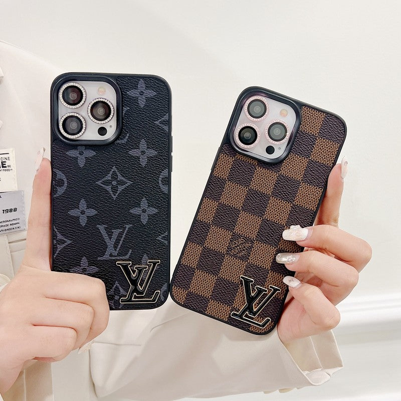 Lou Black Logo Leather iPhone Case - Bestocase