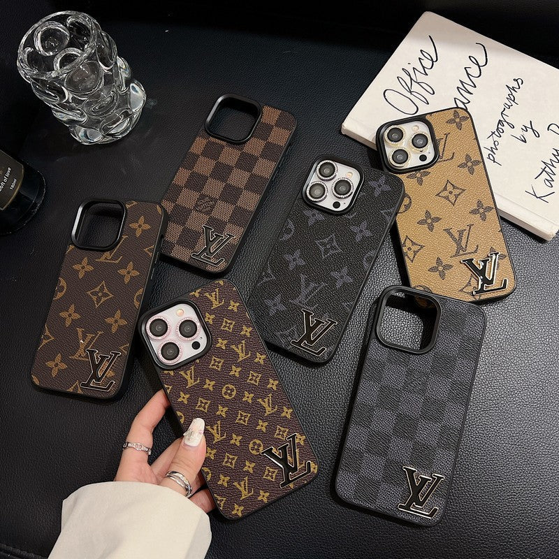 Lou Black Logo Leather iPhone Case - Bestocase