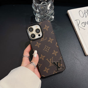 Lou Black Logo Leather iPhone Case - Bestocase