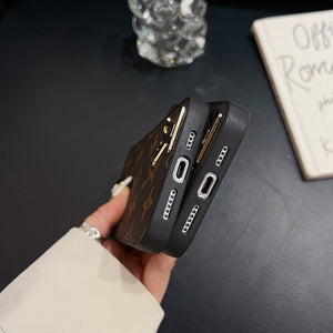 Lou Black Logo Leather iPhone Case - Bestocase