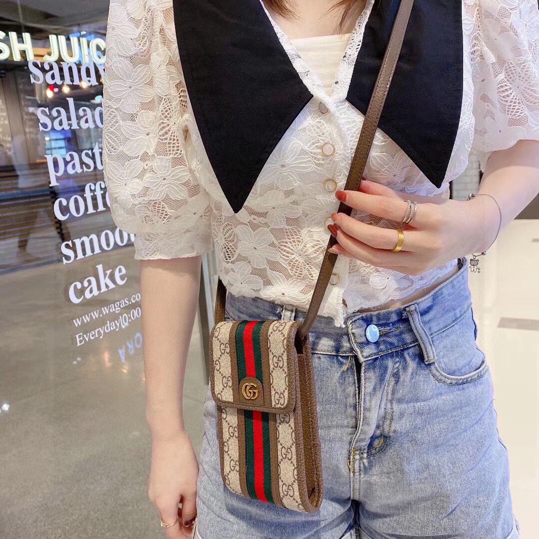 Stripes Brown Phone Bag mysite