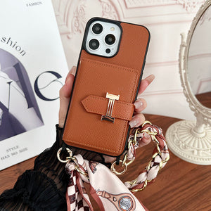 H Card Bag Scarves Leather iPhone Case - Bestocase