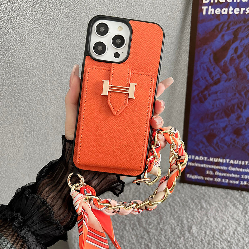 H Card Bag Scarves Leather iPhone Case - Bestocase