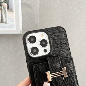 H Card Bag Scarves Leather iPhone Case - Bestocase