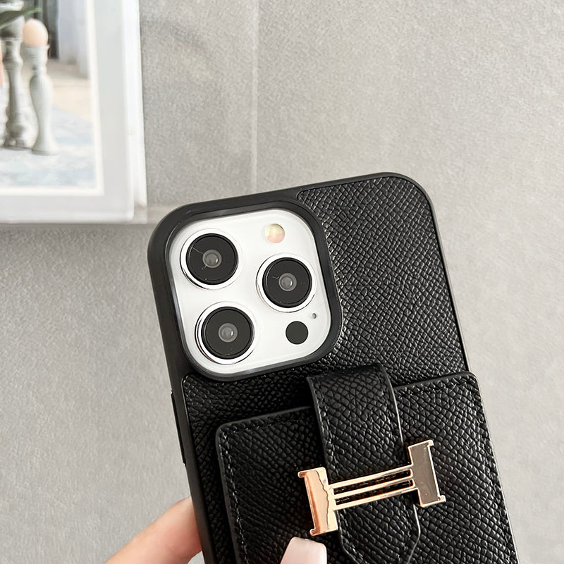 H Card Bag Scarves Leather iPhone Case - Bestocase