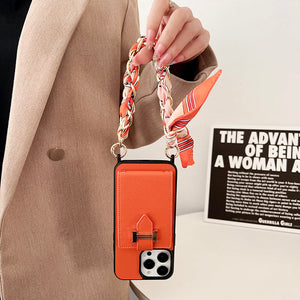 H Card Bag Scarves Leather iPhone Case - Bestocase