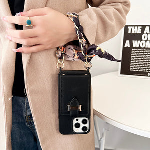 H Card Bag Scarves Leather iPhone Case - Bestocase