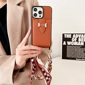 H Card Bag Scarves Leather iPhone Case - Bestocase