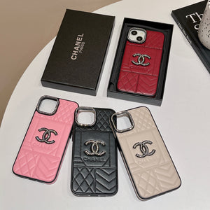 CC Rhombus Leather iPhone Case - Bestocase