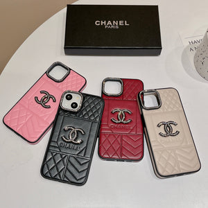 CC Rhombus Leather iPhone Case - Bestocase
