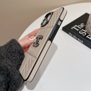 CC Rhombus Leather iPhone Case - Bestocase