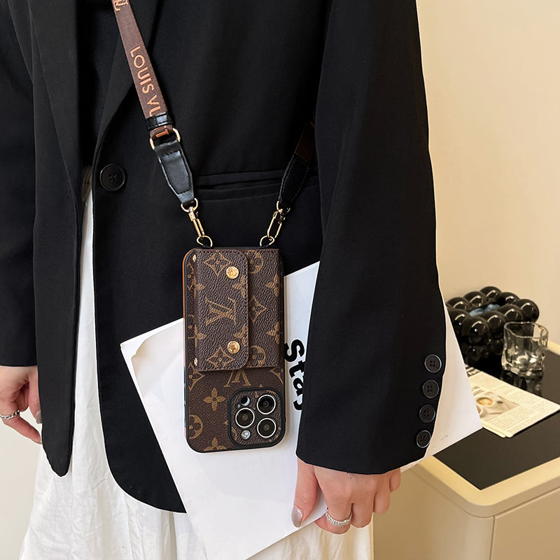 Lou Card Bag Chain Brown iPhone Case - Bestocase