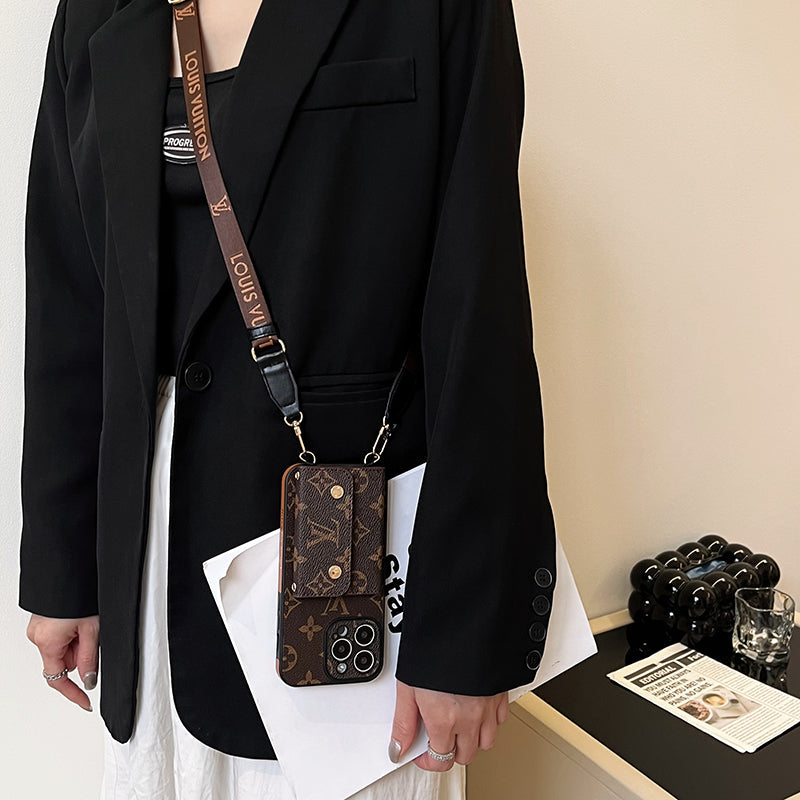 Lou Card Bag Chain Brown iPhone Case - Bestocase