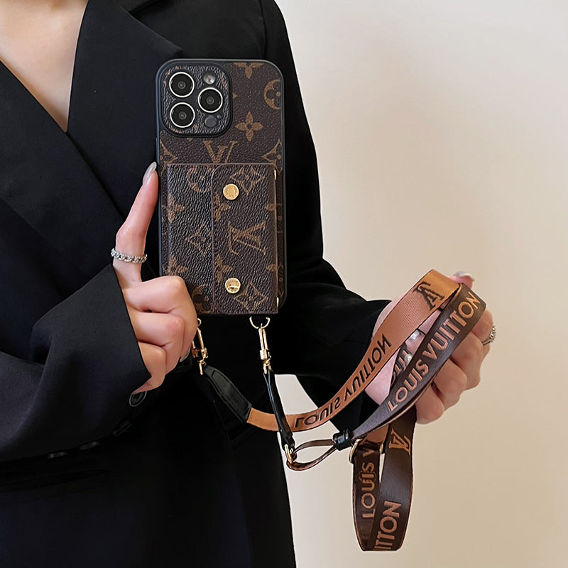 Lou Card Bag Chain Brown iPhone Case - Bestocase