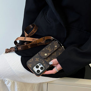 Lou Card Bag Chain Brown iPhone Case - Bestocase