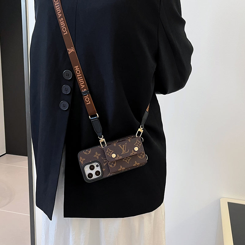Lou Card Bag Chain Brown iPhone Case - Bestocase