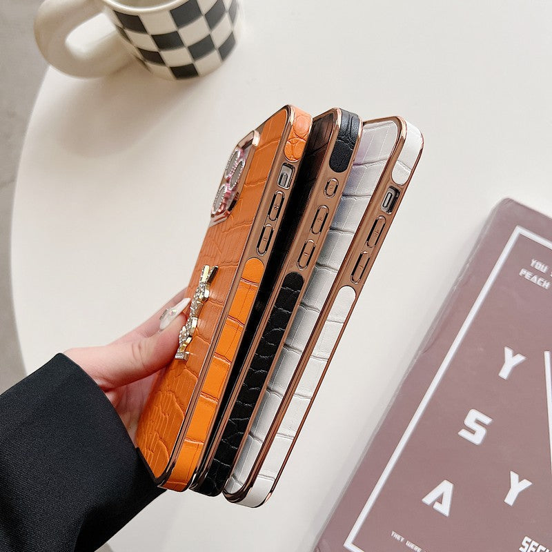 Saint Color Leather Rose Gold iPhone Case - Bestocase