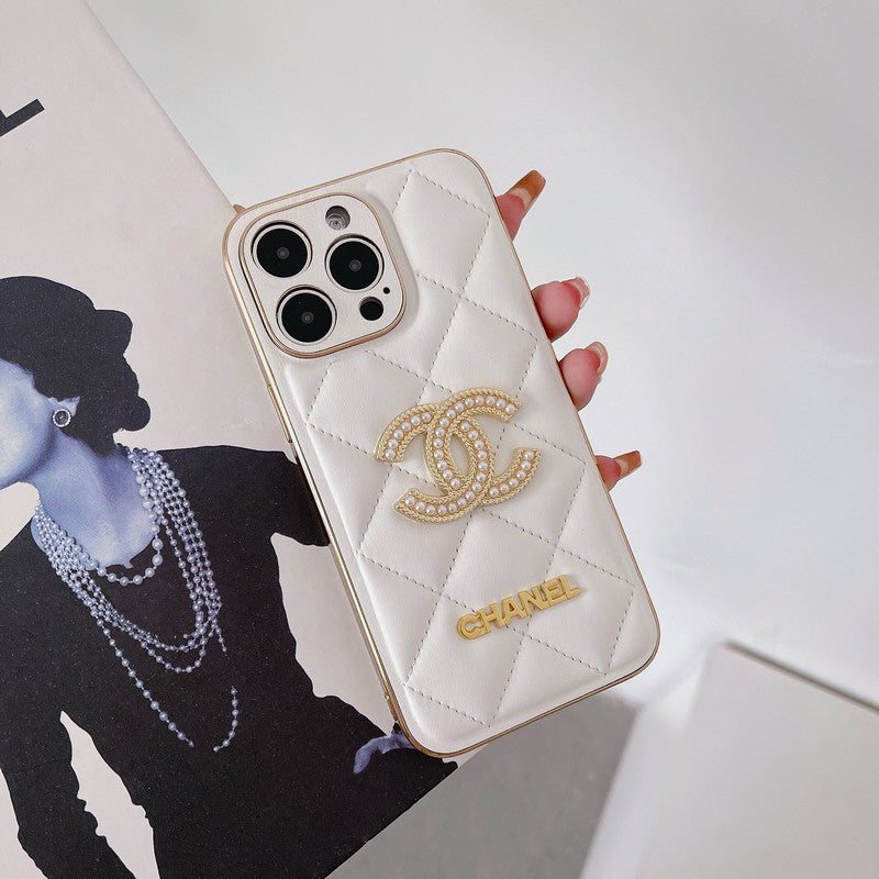 CC Black & White Leather iPhone Case mysite