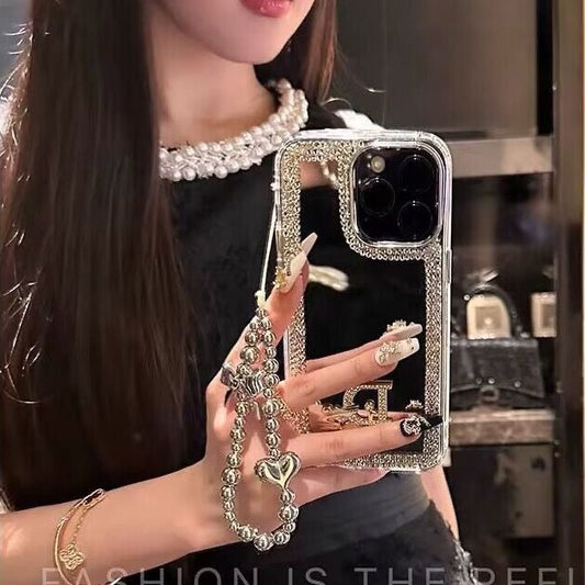 Estuche para iPhone con espejo de belleza glamorosa: ¡maquillaje y estilo para llevar!