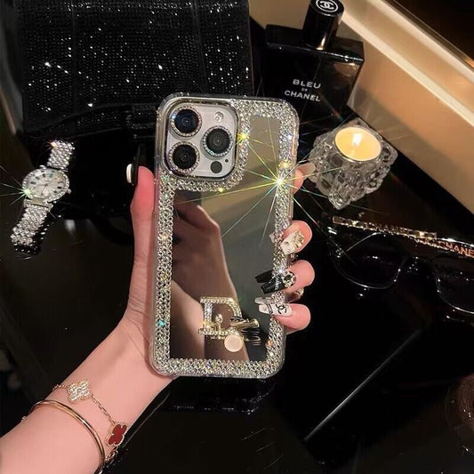 Estuche para iPhone con espejo de belleza glamorosa: ¡maquillaje y estilo para llevar!
