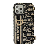 CD Black & Grey Fabric Card Bag Crossbody iPhone Case - Bestocase