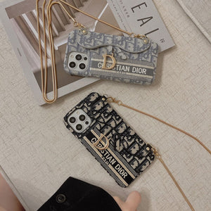 CD Black & Grey Fabric Card Bag Crossbody iPhone Case - Bestocase