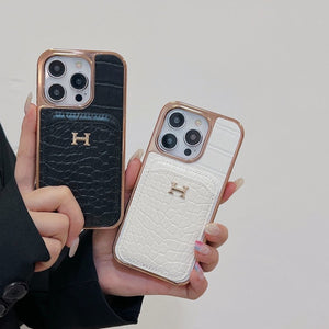 H Rose Gold Leather iPhone Case mysite