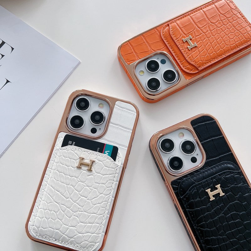 H Rose Gold Leather iPhone Case mysite