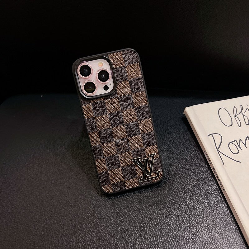 Lou Black Logo Leather iPhone Case - Bestocase