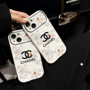 CC White & Brown Color Leather iPhone Case - Bestocase
