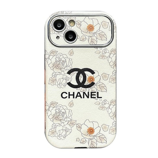 CC White & Brown Color Leather iPhone Case