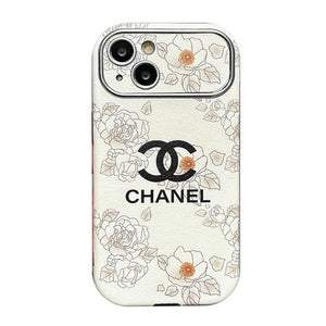 CC White & Brown Color Leather iPhone Case - Bestocase