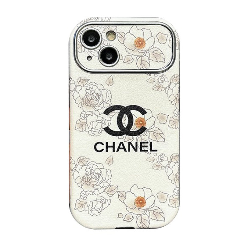 CC White & Brown Color Leather iPhone Case - Bestocase