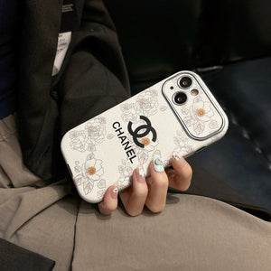 CC White & Brown Color Leather iPhone Case - Bestocase