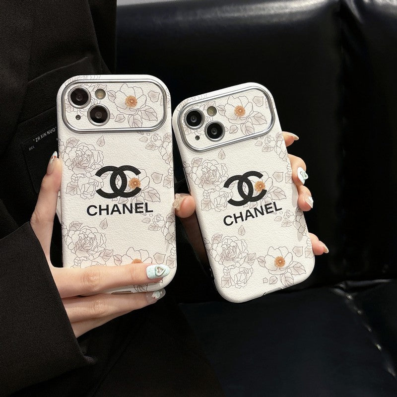 CC White & Brown Color Leather iPhone Case - Bestocase
