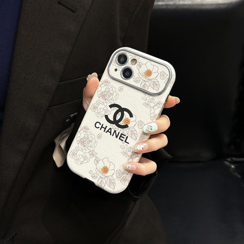 CC White & Brown Color Leather iPhone Case - Bestocase