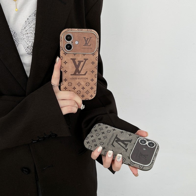 Lou Brown & Black Color Leather iPhone Case - Bestocase
