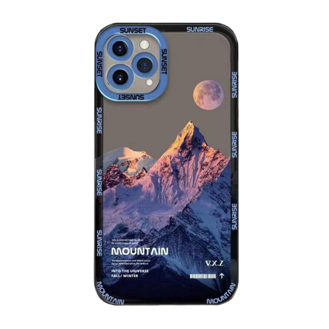 Blue Snowy Mountain Moon iPhone Case - Bestocase